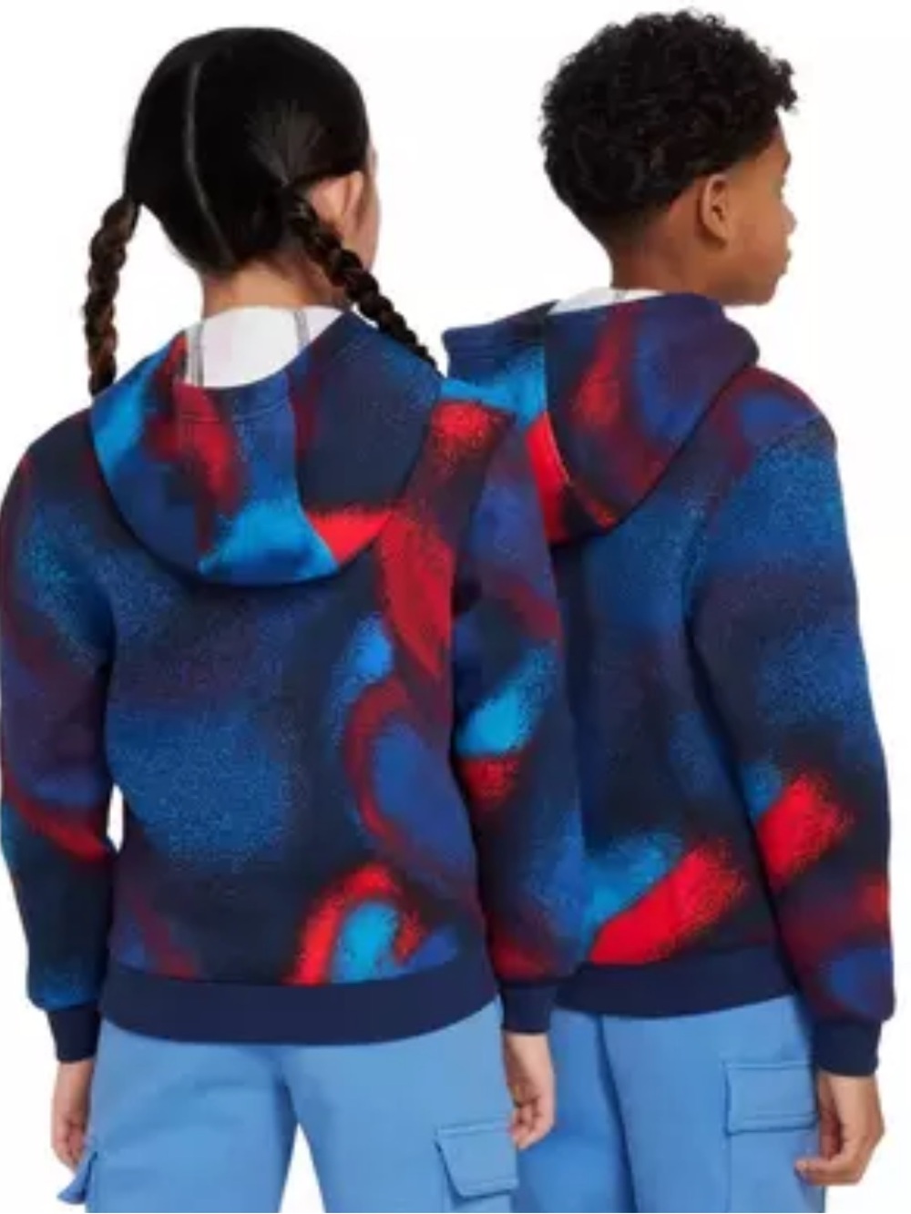 Nike Big Kids' Sportswear Club Fleece Hoodie Blue & Red Gradient SMALL NWT 75 - Picture 2 of 8